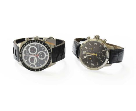 Two Quartz Chronograph Tissot WristwatchesBoth watches with surface scratches to cases, both watches with small dents to the 