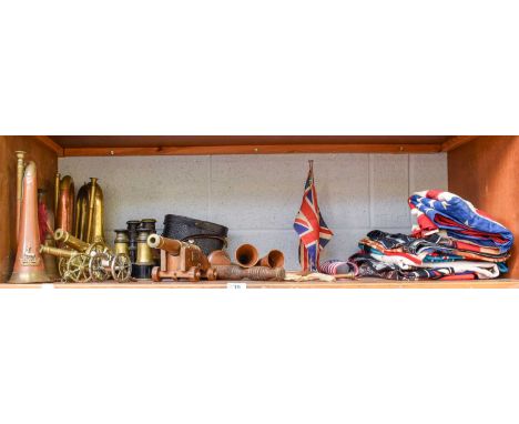 A Bronze Model of a 1780 "32 Pounder" Deck Cannon, together with three other model cannons, various brass and copper hunting 