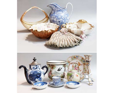 Assorted British and European Ceramics, including, Royal Worcester blushware, two pearlware egg drainers, Rouen candlestick, 