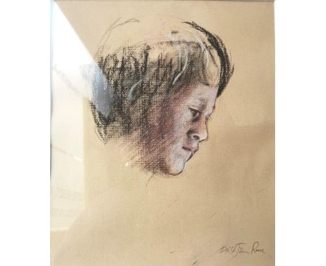 D. N. St John Rosse, a signed 1980's pastel portrait study titled 'Boy's Head'. Framed and glazed with label to the reverse. 