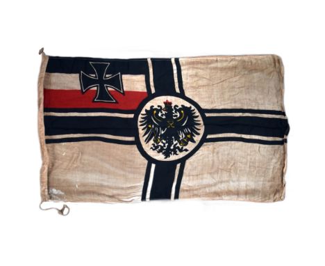 A WWI First World War Imperial German Army / Prussian war flag. The flag with a central Prussian eagle and an imperial black-