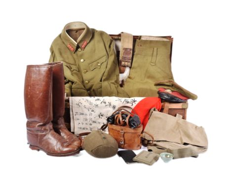 A WWII Second World War Japanese Officers foot locker / trunk with personal effects belonging to one Captain Takashi Kageyama