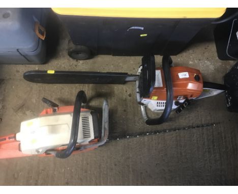A petrol chain saw 
