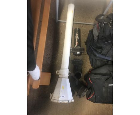 A metal rain hopper and fittings