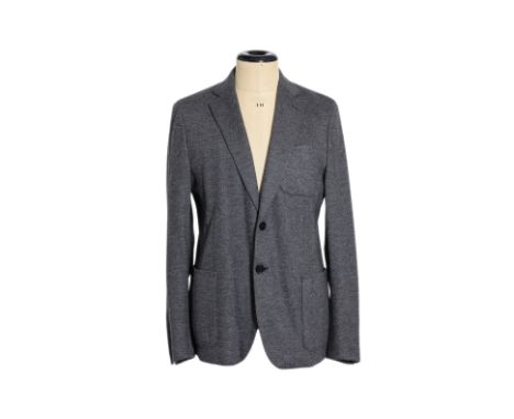 A BERLUTI GREY STRETCH TRAVEL JACKET
Unstructured with two front patch pockets, a chest pocket, 'GIACCA CAMICIA' labeled to t
