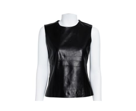 A PRADA SLEEVELESS  LEATHER TOP
Sleeveless leather top with round neckline and back zip closure
From 1998, Fall/Winter collec