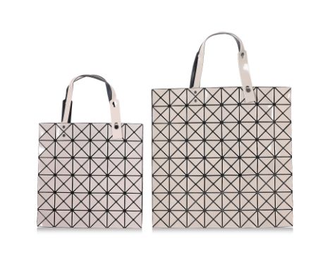 TWO BAO BAO ISSEY MIYAKE PRISM TOTE BAGS IN LIGHT BEIGE
The larger tagged as style number 'BB61-AG641'; the smaller as style 