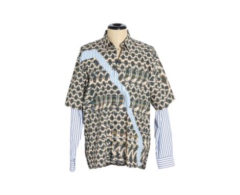 A DRIES VAN VAN NOTEN 'CARLE' BUTTON-UP SHIRT
Layered contrasting striped long sleeves and an abstract print to the body
Size