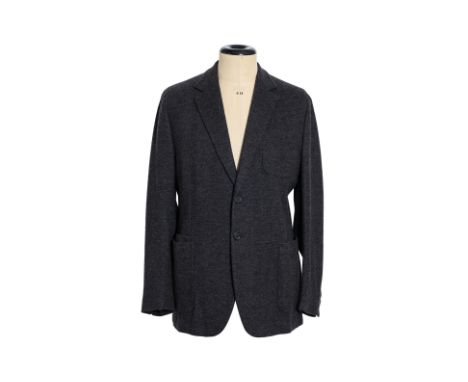 A BERLUTI DARK GREY STRETCH TRAVEL JACKET
Unstructured with two front patch pockets, a chest pocket, 'GIACCA CAMICIA' labeled