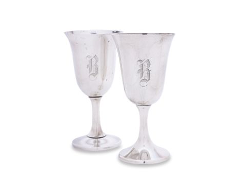 TWO SIMILAR AMERICAN STERLING SILVER GOBLETS
One mark of R. Wallace & Sons, Connecticut ; the other Manchester Silver Co., Rh