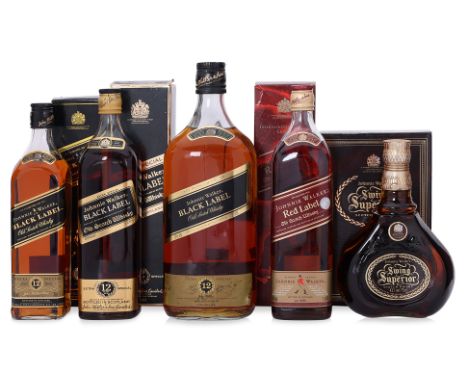 JOHNNIE WALKER SCOTCH WHISKY - ASSSORTED
Johnnie Walker Swing Superior, (1x750ml)
Johnnie Walker Black Label Aged 12 Years, (