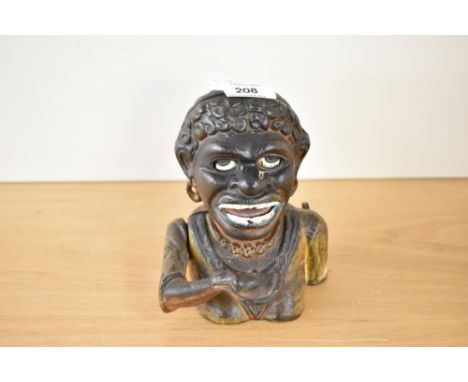 A reproduction cast iron jolly gent money box, 15cm.
&nbsp;
Notice from the&nbsp;the-saleroom.com:&nbsp;These items are liste
