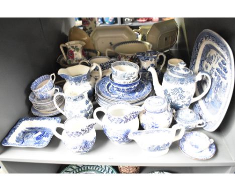 A good collection of blue and white fine bone china, to include Willow Wedgwood, Mintons, Stone, Abbey ect approx. 40 pieces