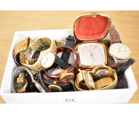 A collection of wristwatches, including Pulsar, Lorus, Timex, Seiko, along with necklace watches and a travel clock