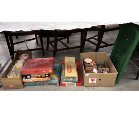 A good selection of vintage games including bagatelle, R. Journet &amp; Co London puzzles, mazes, dominoes and a doll (comple