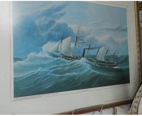 A Framed and glazed print of SS Great Britain.