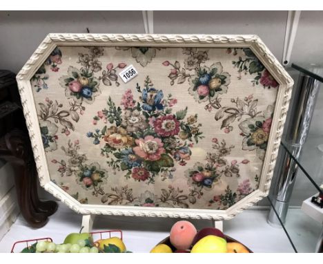 A floral tapestry fire screen 62cm x 59cm