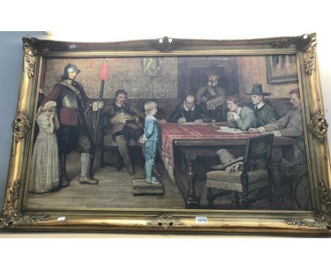 A large gilt framed lithograph print 115cm x 74cm