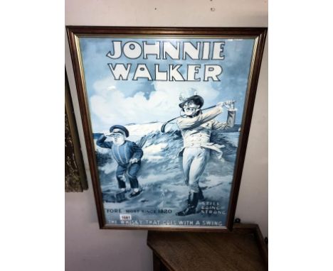 A framed reproduction Johnnie Walker print 46cm x 65cm