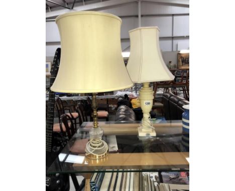 An Italian alabaster table lamp &amp; 1 other