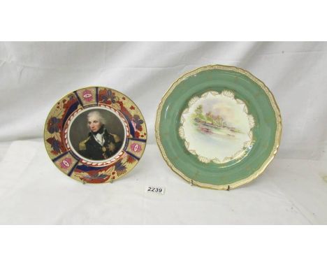 A Royal Worcester 'Barnard Castle' cabinet plate and a Royal Worcester Nelson commemorative plate.