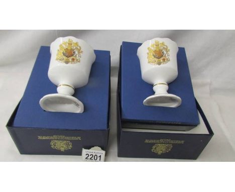 Two boxed Royal Worcester wedding toasting cups