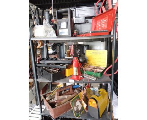 3 shelves of good workshop tools, sockets, leads etc