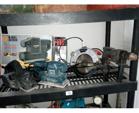 A 650w planer, a Black and Decker K186 sander, Clarke circular saw and a 500w hammer drill.