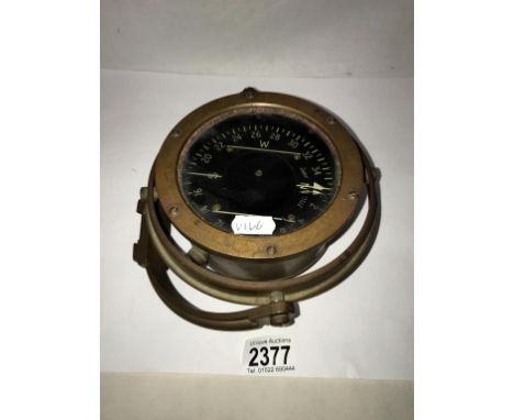 A brass Sestrel gimbal ship's compass by Henry Browne &amp; Son, London.