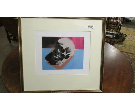 Andy Warhol (1928-1987) Lithographic print of a skull, published by Mcgaw in association with the Andy Warhol foundation. Fra