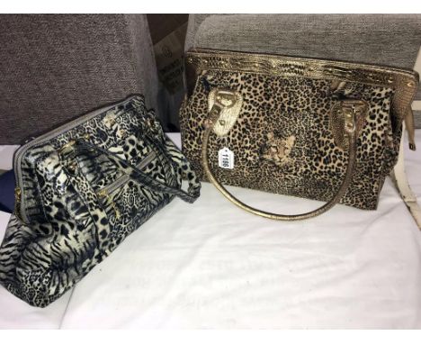 A fabulous Butler and Wilson leopard handbag and a Butler and Wilson black and white animal print handbag