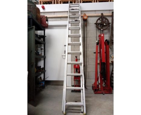 A 24 step double extending aluminium ladder.