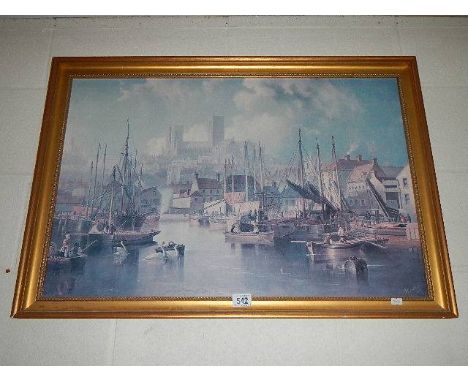 An early gilt framed and glazed print of Lincoln Cathedral.