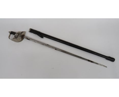 1897 Pattern Indian Officer’s Infantry Sword32 1/2 inch, dumb bell blade with central fuller.  Etched foliage panels with Kin