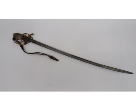 1822 Pattern William IV Infantry Officer’s Sword32 1/2 inch, single edged, slightly curved, pipe back blade.  Brass Gothic hi