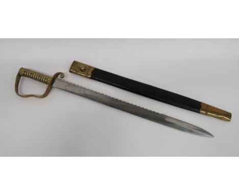1856 Pattern British Pioneers Sword22 3/4 inch, single edged blade with back edge sharpened point.  Rear sawback edge.  Forte