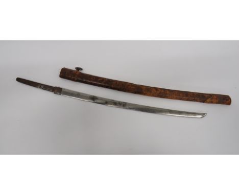 Japanese Officer’s Katana Blade and Scabbard24 inch, single edged blade.  Copper habaki.  Tang unmarked.  Contained in its wo
