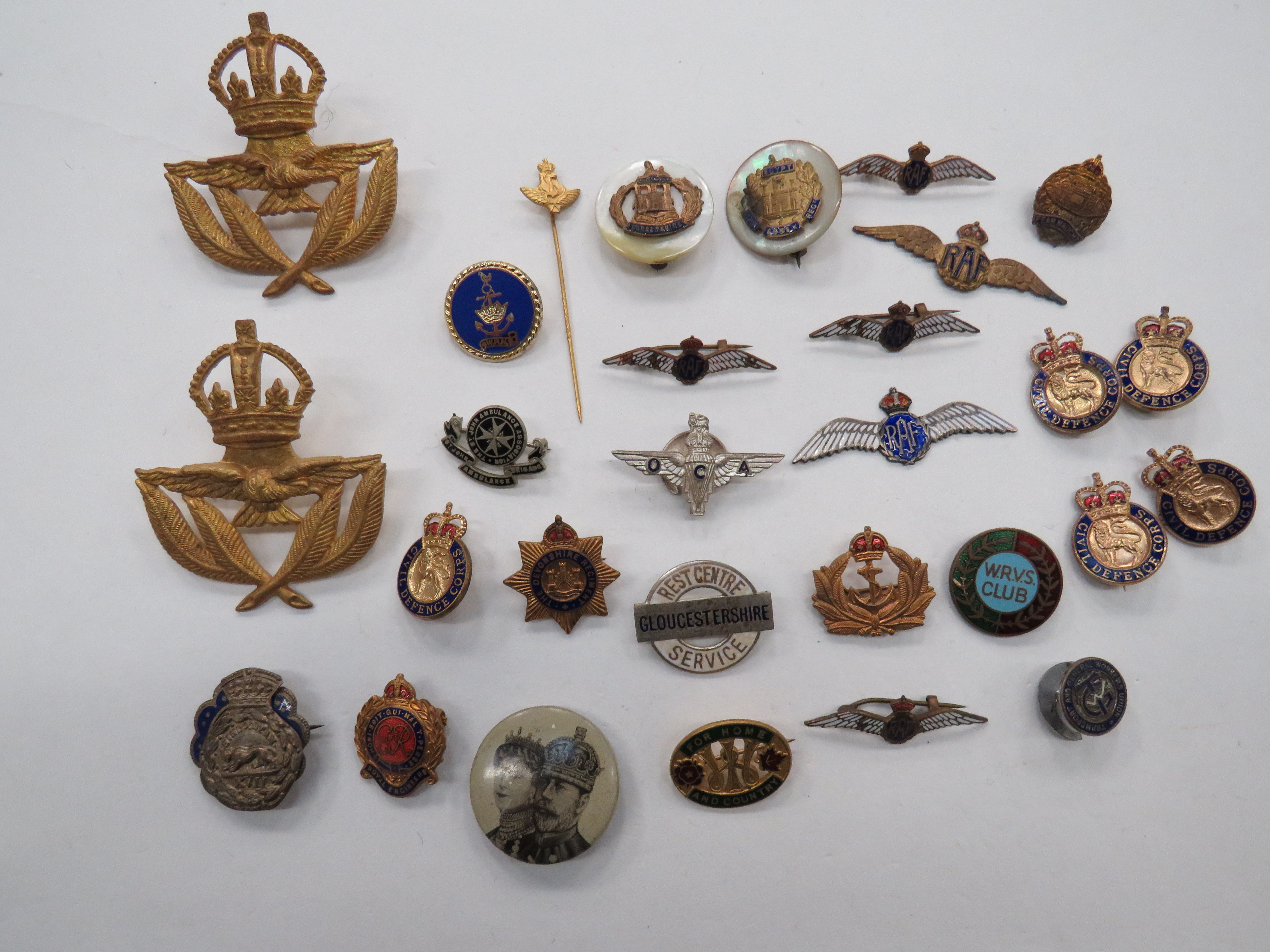 Selection of Lapel Badgesincluding plated and enamel Gloucestershire ...