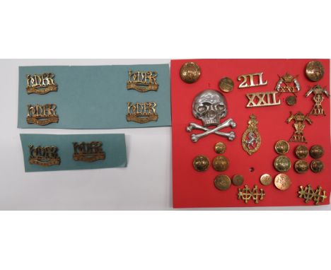 Small Selection of Cavalry Badgescap badges consist KC bi-metal 21st Lancers (brooched) ... KC brass 21st Lancers ... KC bi-m