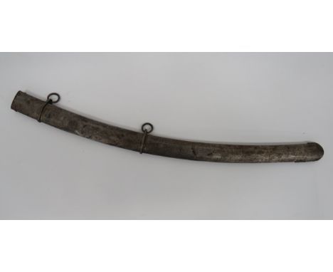 1796 Light Cavalry Trooper’s Sword Scabbard34 1/2 inch, slightly curved, steel scabbard. Two loose hanging rings. Minor, old 