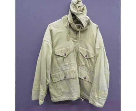 Khaki Dress Heavyweight Windproof Smocklight, khaki tan, heavy cotton smock with large, pull up hood with tightening cord.  P