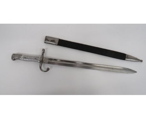 Argentine 1891 Bayonet15 3/4 inch, single edged blade with fuller.  Forte stamped “Modelo Argentino 1891” with maker “Weyersb