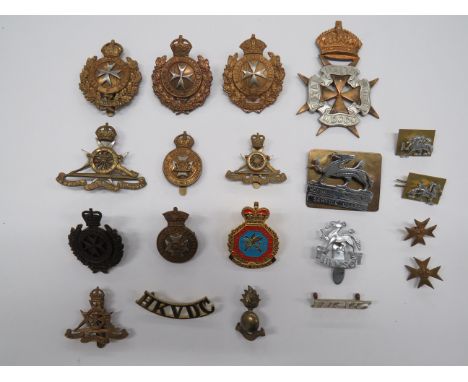 Selection of Commonwealth Badgescap badges include Tudor crown, bi-metal Royal Malta Militia ... KC bi-metal Kings Own Malta 