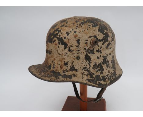 Irish Vickers, German Pattern Imperial Steel Helmetwhite painted crown with lower rolled rim. Large side stud vents. Brass lo