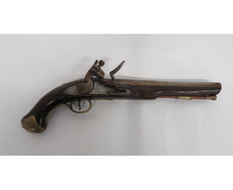 1799 Light Dragoon Flintlock Pistol15 bore, 10 inch barrel. Breech with proof stamps. Lock plate with line edge engraving. St