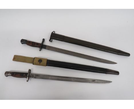 British 1907 SMLE Bayonet and US P17 Bayonet17 inch, single edged blade with fuller.  Forte with maker “Sanderson” dated “10/