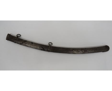 1796 Light Cavalry Trooper’s Sword Scabbard34 1/2 inch, slightly curved, steel scabbard. Two loose hanging rings. Minor, old 