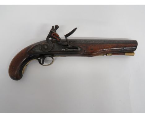 1796 Pattern Heavy Cavalry Pistol by “Sargant”.800, 9 inch, smoothbore barrel.  Breech with proof stamps.  Lock plate with li