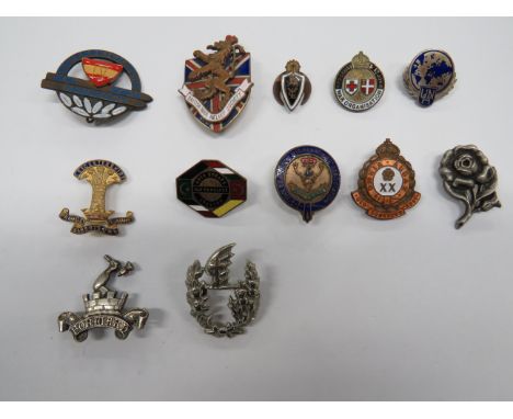 Small Selection of Lapel Badgesincluding gilt and enamel Leicestershire Yeomanry ... Brass and enamel Seaforth Highlanders As