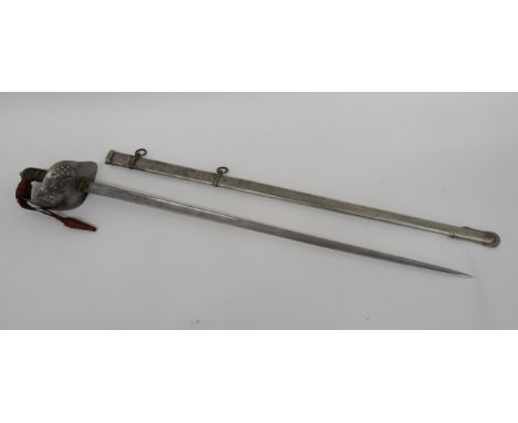 1897 Pattern Edward VII Infantry Officer’s Sword32 1/2 inch, dumb bell blade with central fuller. Etched foliage panels with 